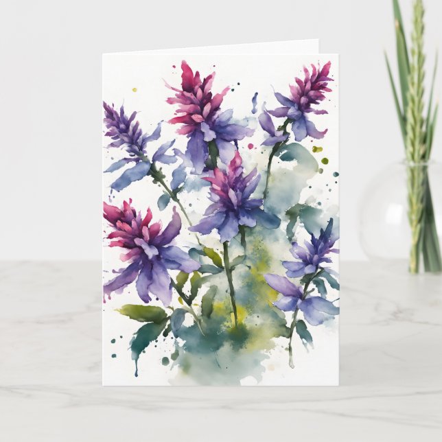 Salvia - Aquarellblumen Karte (Vorderseite)