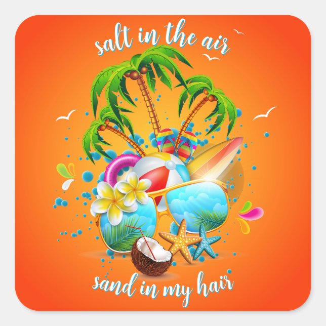 Salz in der Luft Quadratischer Aufkleber (Vorderseite)