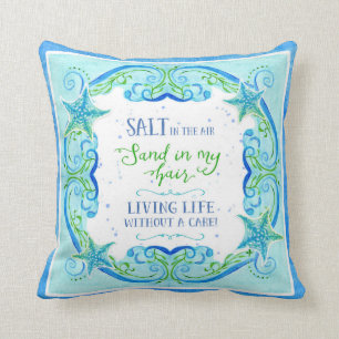 Salz in Sandsee Starfish wirbeln Meeresfarbe Kissen