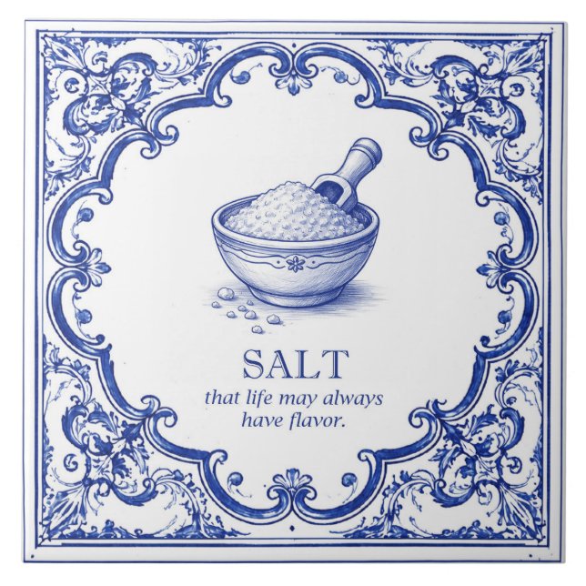 Salz Küchen Segen Blau Mediterran Fliese (Vorderseite)