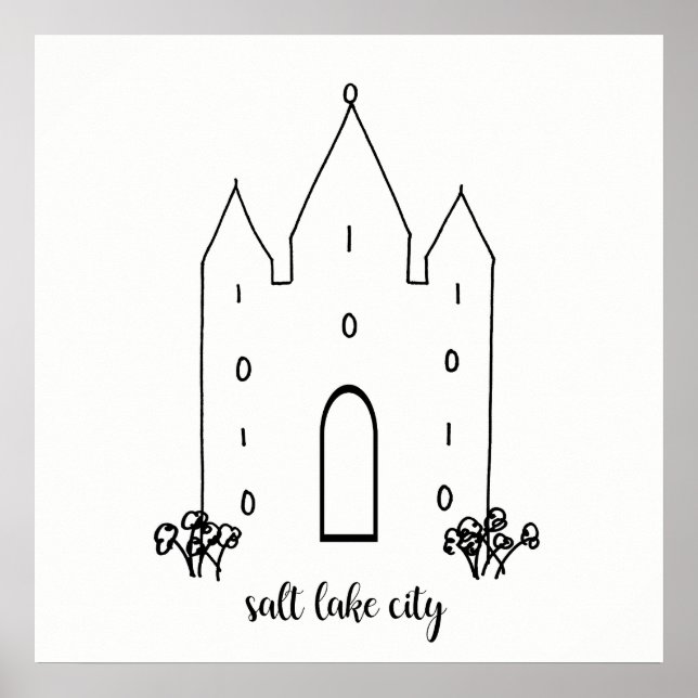Salz Lake City utah Tempel einfach modern Poster (Vorne)