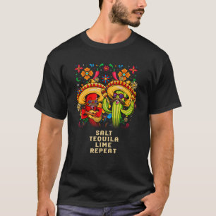 Salz Tequila Limon Wiederholung Mexikanischer Spaß T-Shirt