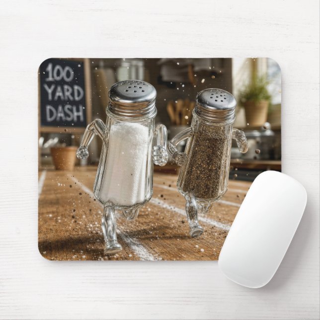 Salz- und Pfeffer-100-Yard-Dash-Rennen Mousepad (Mit Mouse)