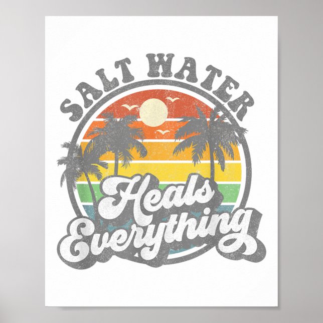 Salz Wasser heilt alles Funny Retro Beach Wome Poster (Vorne)