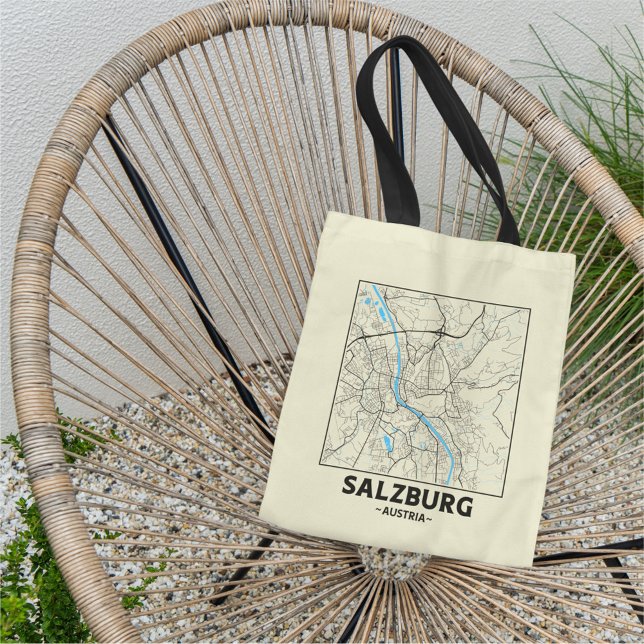 Salzburg, Austria City Map Tote Bag Tragetasche (Von Creator hochgeladen)