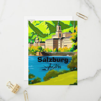 Salzburg Austria Travel Postcard Art, Austria Trav Einladungspostkarte