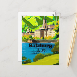 Salzburg Austria Travel Postcard Art, Austria Trav Postkarte