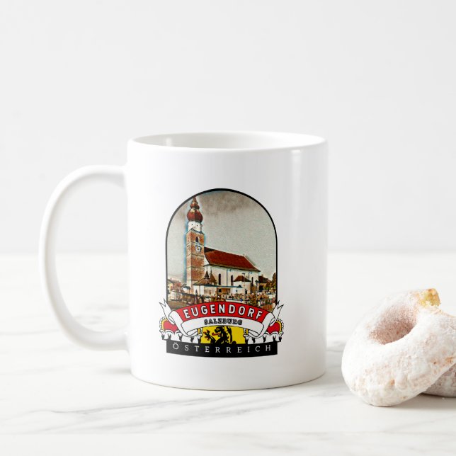 Salzburg Eugendorf Österreich Souvenir Kaffeetasse (Mit Donut)