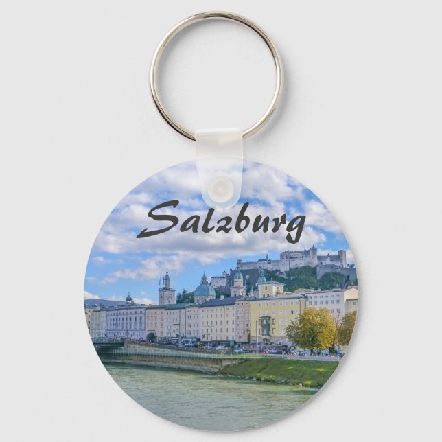 Salzburg in Österreich mit seinem Schloss Souvenir Schlüsselanhänger (Vorderseite)