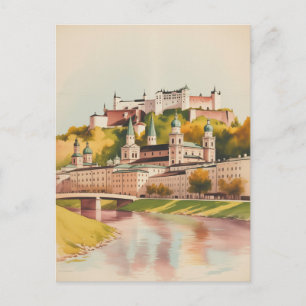 Salzburg Österreich Aquarellmalerei Postkarte