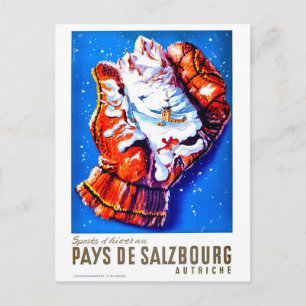 Salzburg, Österreich, ein Dorf im Winterhandschuh Postkarte