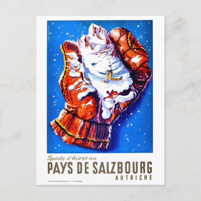 Salzburg, Österreich, ein Dorf im Winterhandschuh Postkarte (Vorderseite)