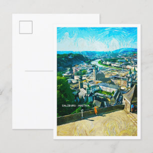 Salzburg Österreich Ölbild Stadtlandschaft Postkarte