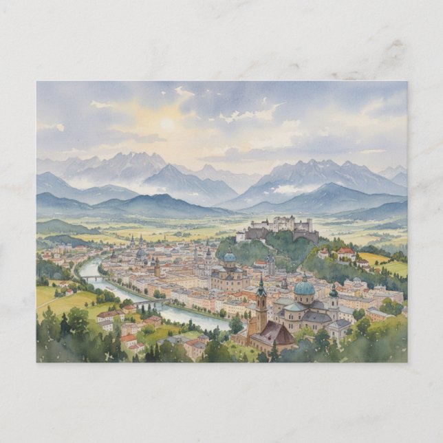 Salzburg Österreich Panoramablick Postkarte (Vorderseite)