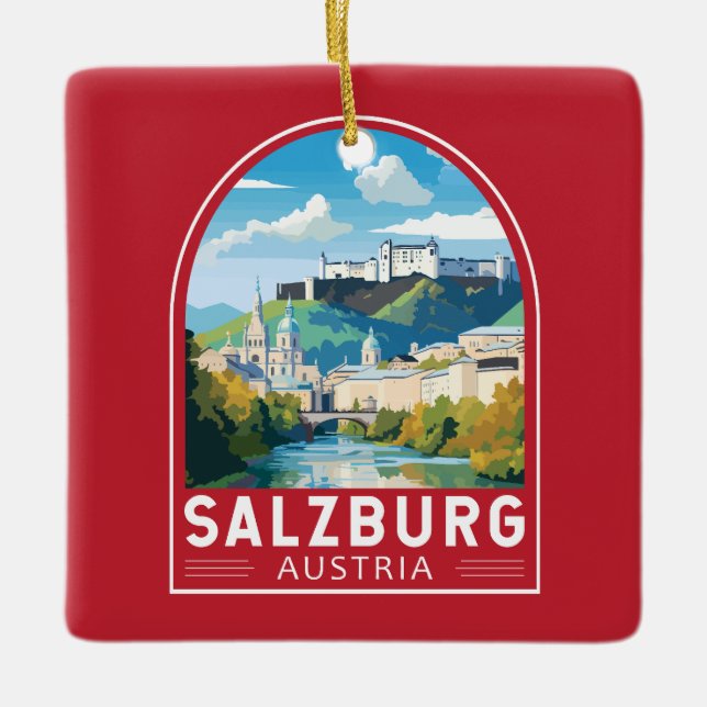 Salzburg Österreich Reisen Kunst Vintag Keramikornament (Vorderseite)
