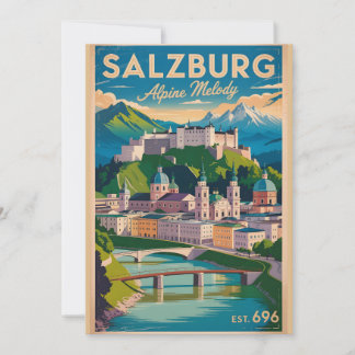 Salzburg Österreich Retro-Skyline Stadtansicht Rei Feiertagskarte