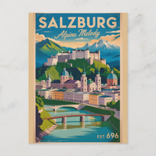 Salzburg Österreich Retro-Skyline Stadtansicht Rei Postkarte