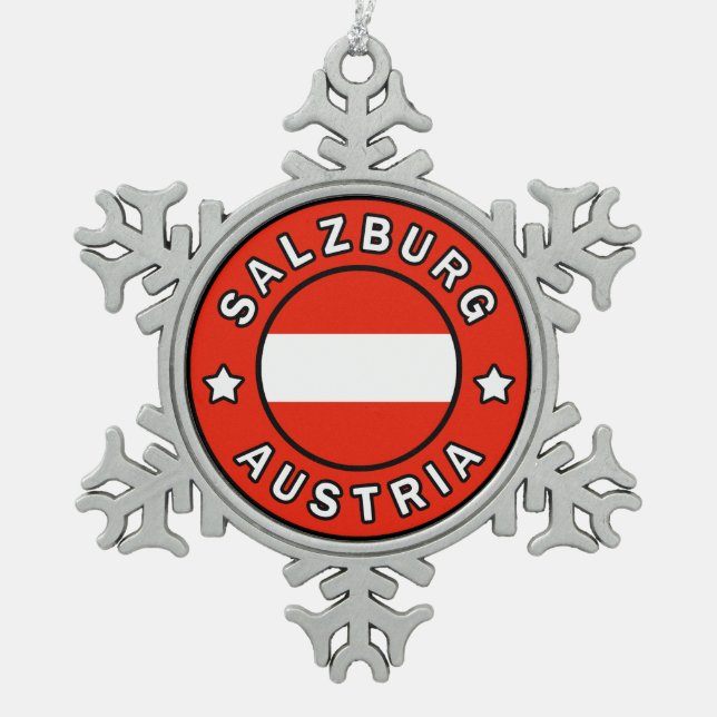 Salzburg Österreich Schneeflocken Zinn-Ornament (Vorderseite)