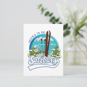 Salzburg Österreich zum Ski-Logo. Postkarte