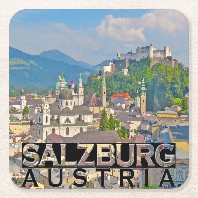 Salzburg Rechteckiger Pappuntersetzer (Vorderseite)