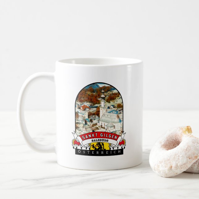 Salzburg Sankt Gilgen Österreich Souvenir Kaffeetasse (Mit Donut)