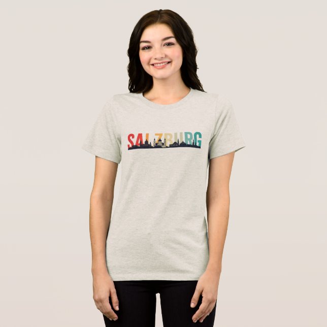 Salzburg Text mit Skyline Tri-Blend Shirt (Vorderseite voll)