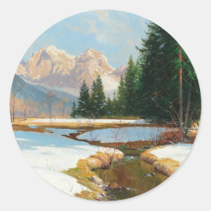 Salzburger Alpen, Winter Runder Aufkleber