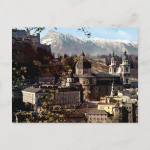 Salzburger Altstadt und alpenländische Skyline Postkarte