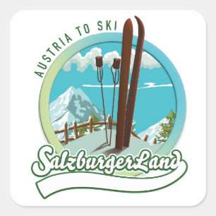 Salzburgerland Österreichischer Ski Quadratischer Aufkleber
