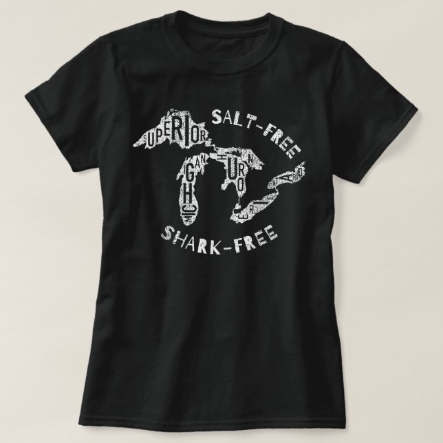 Salzfreies Hai - Freie Große Seen T-Shirt (Design vorne)