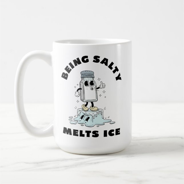 Salzig sein lässt Eis schmelzen, salzig schmilzt E Kaffeetasse (Links)