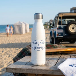 Salzige Luft & Streifen Preppy Coastal Oval Aufkleber
