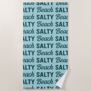 Salzige Retro-Küsten-Teal- und Meeresblau-Glas-Gra Strandtuch