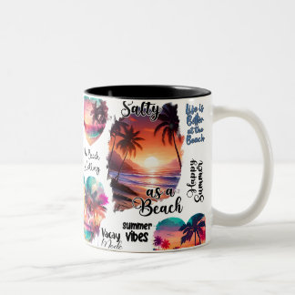 Salzige Sandy Glückliche Tropische Sonnenuntergang Zweifarbige Tasse