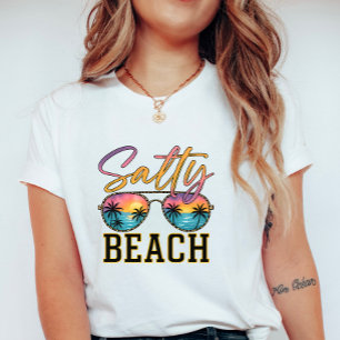 Salzige Strand-Sonnenbrille; Retro-Sommer-Palmenba T-Shirt
