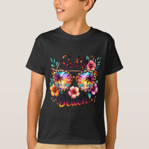 Salzige Strand-Tropenblumen-Leoparden-Sonnenbrille T-Shirt