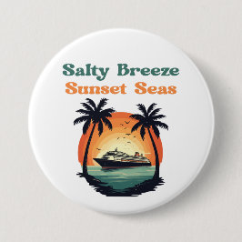 Salziger Meeresbrisen-Sonnenuntergang Retro-Kreuzf Button