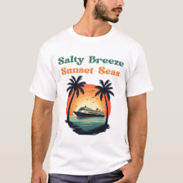 Salziger Meeresbrisen-Sonnenuntergang Retro-Kreuzf T-Shirt