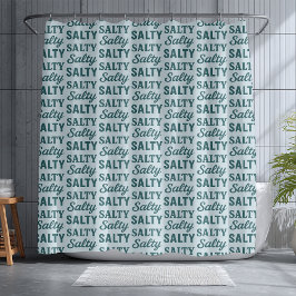 Salziges Leben | Blaues Surf-Grafik Strandhaus-Dek Duschvorhang