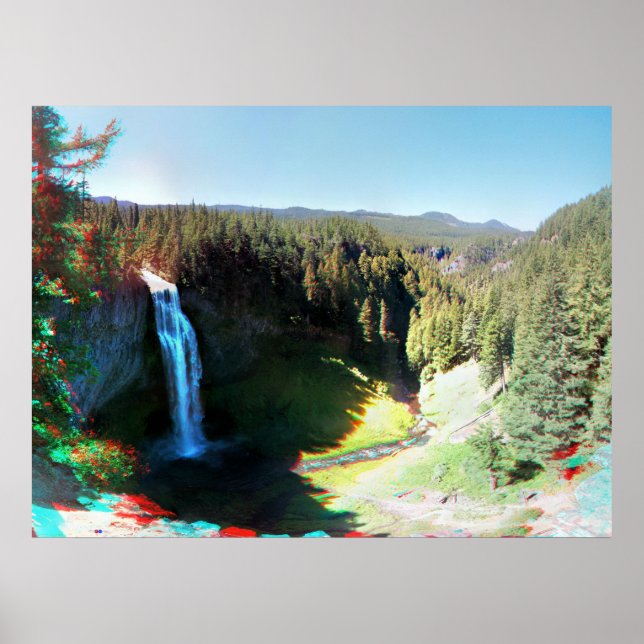 Salzkreuzer Wasserfall, Oregon 3D-Anaglyph-Poster Poster (Vorne)