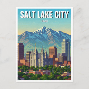 Salzsee-Stadt-Skyline Utah Postkarte