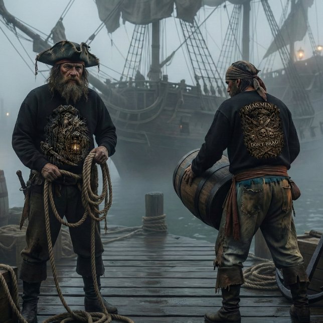 Salzverfluchter Kapitän – Tote Männer prahlen nich Sweatshirt (Von Creator hochgeladen)