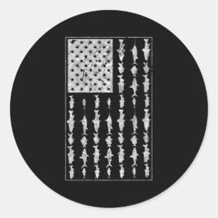 Salzwasser Fischen Amerikanischer Flagge Salzwasse Runder Aufkleber