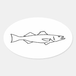 Salzwasser-Fischerei - Streichbarsch Ovaler Aufkleber