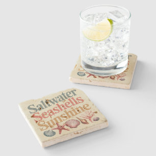 Salzwasser Meeresmuscheln Sonnenschein Sommer Stra Steinuntersetzer