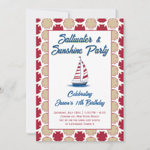 Salzwasser & Sonnenschein Strandsegel-Rote Party Einladung