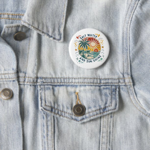 Salzwasser und Sonnenschein Vintage Tropischer Str Button