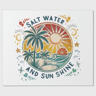 Salzwasser und Sonnenschein Vintage Tropischer Str Geschenkpapier