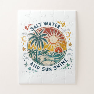 Salzwasser und Sonnenschein Vintage Tropischer Str Puzzle