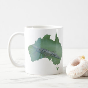 Salzwasserkrokodil Krokodil Australien Form Grün Kaffeetasse